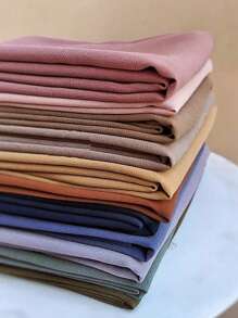 5 pièces/set Foulard hijab en mousseline de soie de couleur unie avec perles pour femmes