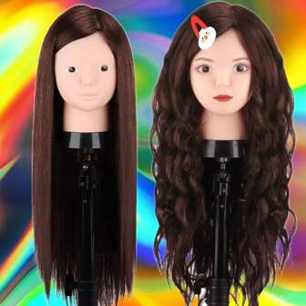 Mannequin Head Human Hair, Beauty Star Doll Head For Practice Hair Styling, 80% Real Hair Cosmetology Makeup Hairdressing Training Manicanequin Head