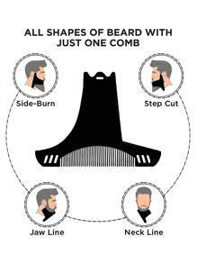 6 合 1 男士胡须梳，包括发型设计、胡须护理工具、清晰设计的胡须造型模板和尺子，理想的礼物 - 彩色 - 查看 3