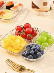 2 件套随机颜色隔间餐具套装，创意隔板，设计别致简约，有助于整齐地整理饭菜，每个隔间将不同的食物分开 - 彩色 - 查看 1