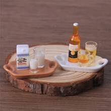 Mini Milk Cup, Milk Carton, Beer Cup, Beer Bottle, Realistic Miniature Dollhouse Decor, DIY Resin Craft Accessories, Pretend Play Home Ornaments, Home Decor