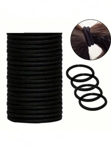 20-100pcs Black Rubber Band Seamless Simple Style Hair Tie Elastic Hair Accessories For Ponytail Bun Braids Women Hair Ties Ponytail Holders Hair Elastics Hair Rubber Bands Scrunchies Hair Rope Elastic Hair Tie, Hair Bobbles