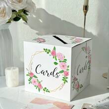 1pc Wedding Card Box With Slot, Cardboard Gift Card Box For Wedding Reception, DIY Wedding Envelope Money Card Box For Party Graduation Baby Shower Birthday Decorations Gifts Party Decorations Bachelorette Summer Beach Back To School School Supplies Room Decor