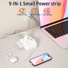 The Compliant Power Socket Has Anti-Surge Protection And Switch Mobile Plug-In, Which Is Light, Small, Convenient And Fast. It Has 6 Power Outputs, 2 USB + 1 TYPE-C, Which Is Suitable For Home Travel And Take-Out.