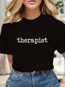 Vintage Therapist Design T-Shirt Crew Neck Tee Casual Comfy Tees