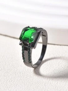 1pc 925 Sterling Silver Ring With 3 Carat Square Cubic Zirconia, Gothic Style, Fashionable And Luxurious, Suitable For Parties And Events, An Ideal Gift For Friends