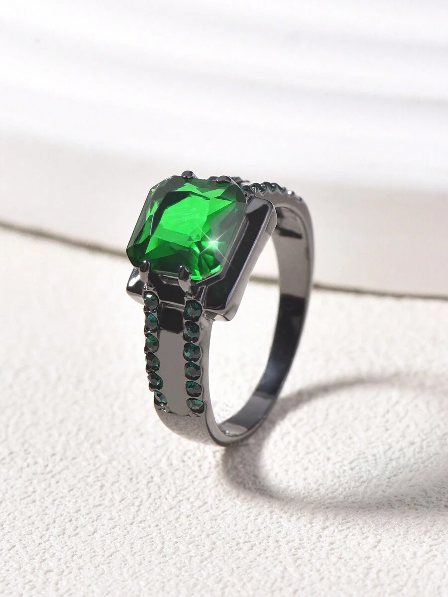 1pc 925 Sterling Silver Ring With 3 Carat Square Cubic Zirconia, Gothic Style, Fashionable And Luxurious, Suitable For Parties And Events, An Ideal Gift For Friends