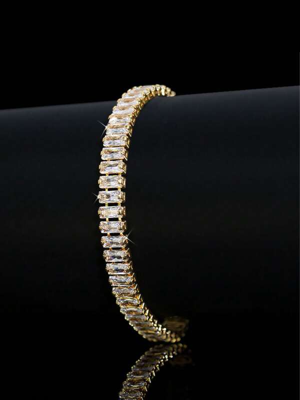 Men's European & American Style Sparkling Cubic Zirconia Tennis Chain Bracelet
