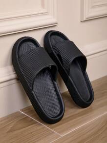 Men's Home Slippers, Summer Anti-Slip, Silent, Couples Bathroom Soft Thick Sole Indoor Sandals - Black - View 5