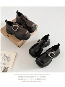 2025 New Spring Vintage Versatile Loafers Shoes For Women, British Style Mary Jane Platform Thick Soled Small Leather Shoes