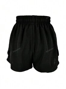 Women Casual Solid Color Elastic Waist Shorts