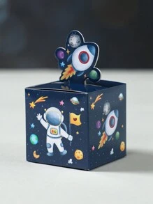24 pièces Boîte-cadeau en papier imprimé d'astronaute, boîte d'emballage cadeau mignonne de dessin animé pour fête d'anniversaire, mariage, baby shower