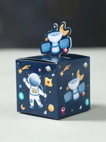 24 pièces Boîte-cadeau en papier imprimé d'astronaute, boîte d'emballage cadeau mignonne de dessin animé pour fête d'anniversaire, mariage, baby shower