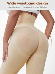 Women's High Waist Tummy Control Butt-Lift Shapewear Capri - Apricot - View 2