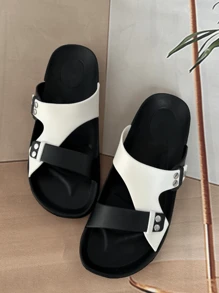 Men's Colorblock Casual Patchwork Couple Style Fashion Durable Beach Bathroom Home Flat Sandals
