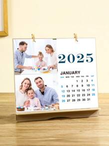 1 pieza Calendario personalizado con foto 2025, calendario mensual personalizado con fotos de familia, mascotas y vacaciones, disponible en 3 tamaños para uso doméstico, oficina y regalo. Calendario de sobremesa con diseño personalizado, recuerdos únicos de fotos para cumpleaños, aniversarios y Año Nuevo. Decoración del hogar, calendario de colocación de regalo para fiestas, decoración de escritorio de oficina, regalo perfecto de Año Nuevo para familiares y amigos. - Multicolor - Ver 7