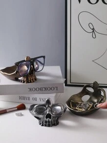 1pc Resin Creative Skull Design Jewelry Organizer, Glasses Holder, Suitable For Home, Holiday, Bedroom, Office Decor, Best Holiday Gift, Gender Reveal Party, Perfect For Birthdays, Weddings, Parties, The Perfect Gift For Colleagues, Friends, And Family, Back To School