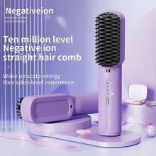 Portable Hair Straightener Brush AntiScald Hair Cordless Hair Straightener Brush, Professional Hair Straightener Brush Perfect Gift - Purple - View 3