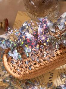 1 paquete de pegatinas holográficas con diseño de mariposa, estilo europeo y americano soñador con patrón de conchas, decoración láser DIY, pegatinas impermeables para portátil, computadora, botella de agua