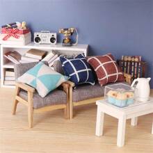 迷你沙发抱枕，迷你美食游戏沙发靠垫，8分钟迷你模型抱枕，BJD娃娃屋装饰，口袋DIY场景沙发装饰，娃娃屋客厅装饰，微缩场景摄影道具圣诞礼物，圣诞微缩场景装饰 - 彩色 - 查看 6