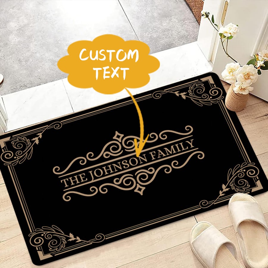 1 pièce Paillasson personnalisé avec fond en gel de silice antidérapant, tapis de sol personnalisé avec votre photo et texte - doux, lavable. Tapis d'entrée personnalisé thématique - cadeau personnalisé - pendaison de crémaillère, anniversaire, décoration de la maison, salle de bain, décoration d'automne, retour à l'école