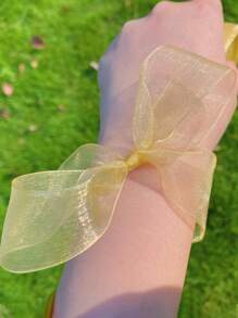 1pc Gifts Wrapping Ribbon Organza Ribbon Chiffon Ribbon For Wedding Flower Bouquet Gold Mesh Ribbon Present Party Home Decor. - Gold - View 2