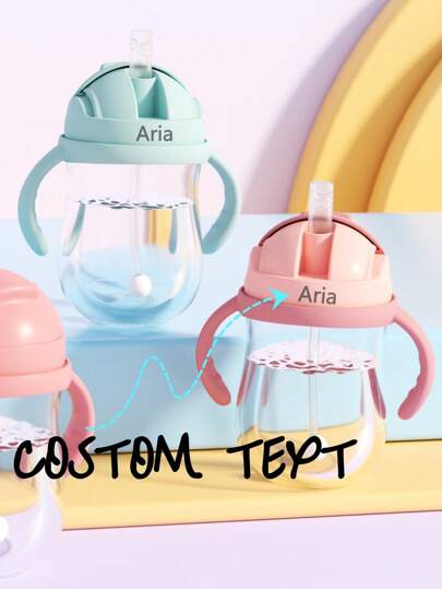 Customized Baby Feeding Bottle, Sippy Cup, Newborn Infant Water Cup With Straw, Children Toddler Milk Bottle,Christmas Gift Supplies