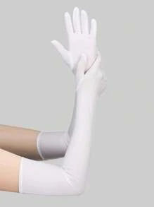 1 Pair White Ball Gown Gloves For Women, 1920s Dance Party & Wedding Costume Long Gloves With Spandex - White 1 Pair - View 2