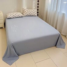 3/4 件花卉图案床上用品套件，法式乡村风格羽绒被套套件，现代优雅涤纶面料亲肤床上用品套件（1 个羽绒被套 + 1 个床单 + 1/2 个枕套，不含填充物） - 霧霾藍 - 查看 9