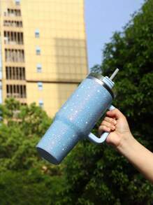 Cốc thép không gỉ 40 Oz cho ô tô, cốc Rhine-Diamond và cốc Sippy, 1 bình nước cách nhiệt chân không, thích hợp cho gia đình, văn phòng hoặc ô tô, cốc tái sử dụng, nắp lật chống rò rỉ Sippy (hồng, đen, xanh lá, tím, xanh dương) quà tặng cho ngày lễ Giáng sinh, ngày lễ tình nhân, ngày của mẹ - Nhiều màu - Xem 15
