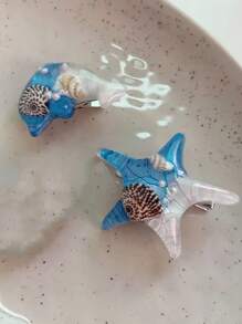 2 pezzi/set Fermagli per capelli a forma di pesce e stella marina, decorazioni per capelli per feste, frangia e accessori per capelli da sposa per ragazze