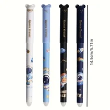 Set di 8 penne cancellabili creative da 0,5 mm con design di astronauta, animale, panda, unicorno, con inchiostro blu, anima cancellabile, manico lavabile, forniture per ufficio e articoli di cartoleria per il ritorno a scuola