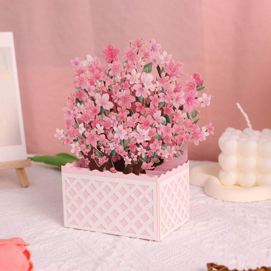 1pc Three-Dimensional Cherry Blossom Box, Which Comes With An Exquisite Envelope, Can Fill The Air With The Romantic Charm Of Cherry Blossoms Whether It Is Given To Your Lover To Express Your Deep Affection Or Placed At Home To Adorn A Cozy Corner. It Will Initiate A Wonderful Experience And Make The Heart-Fluttering Moments Blossom.,Mother's Day,Mom's Gift,Back To School,School Supplies
