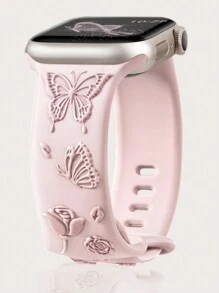 Pulseira de silicone esportiva à prova d'água com estampa floral 3D gravada compatível com 49 mm, 46 mm, 45 mm, 44 mm, 42 mm, 41 mm, 40 mm e 38 mm, pulseira de substituição compatível com série 10, 9, 8, 7, 6, 5, 4, 3, 2, 1 SE para mulheres
