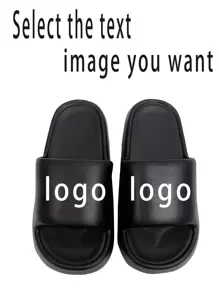 Custom Logo & Text Design, Family Of Four Outdoor Slippers, Soft Sole, Non-Fading, EVA Slip-On Home Slippers