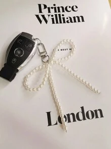 Modischer & süßer Kunstperlen Schleife Schlüsselanhänger Handyhänger, geeignet für tägliches Tragen, Geburtstags Geschenk, DIY Taschen Anhänger, Liebenswertes Accessoire Geschenk, Vintage Anhänger für Frauen und Mädchen Schleifen
