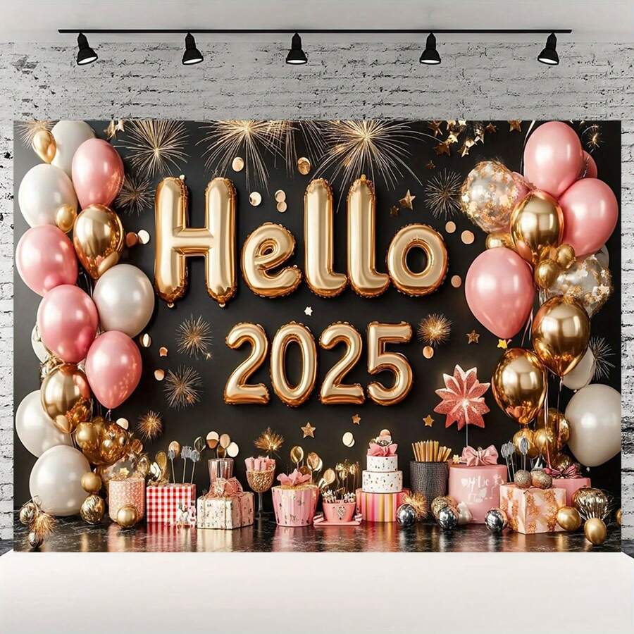 1 件,“2025 年新年快乐”涤纶派对横幅 - 多用途摄影道具,通用节日墙壁装饰,无需电力,适用于家庭和派对装饰产品 - 多色 - 查看 1