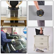 Paquete de 2 ventosas de vacío con mango de metal: elevador de vidrio manual resistente, potente ventosa industrial para vidrio para reemplazo de baldosas de ventana, capacidad de carga de 550 libras - Negro - Ver 4