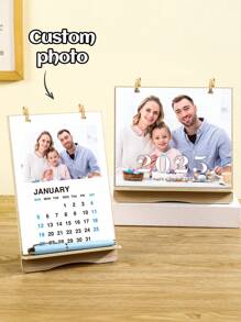 1 pieza Calendario personalizado con foto 2025, calendario mensual personalizado con fotos de familia, mascotas y vacaciones, disponible en 3 tamaños para uso doméstico, oficina y regalo. Calendario de sobremesa con diseño personalizado, recuerdos únicos de fotos para cumpleaños, aniversarios y Año Nuevo. Decoración del hogar, calendario de colocación de regalo para fiestas, decoración de escritorio de oficina, regalo perfecto de Año Nuevo para familiares y amigos. - Multicolor - Ver 17