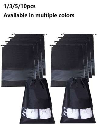 10/5/3/1件装透明窗口鞋袋 - 便携防水旅行及居家收纳袋 - 节省空间，多功能鞋履保护袋，旅行鞋袋，便携式防尘抽绳收纳袋，旅行必备假日必备包，化妆包，梳妆台，旅行，化妆包，收纳，化妆品整理袋，洗漱包，桌面收纳袋，化妆包，化妆袋，化妆品整理袋，梳妆台配件，化妆袋，化妆包，女士礼物，圣诞礼物，女士礼物创意