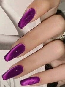 24Pcs Y2K Long Coffin Aesthetic Crystal Cat Eye Tip Press On Nails Long Perfect Fit Red Cat Eye Acrylic False Nails Set,Contain 1Pc Jelly Glue And 1Pc Nail File, Suitable For Woman & Girl Daily Wear Rave Party Use Nail Supplies Nails