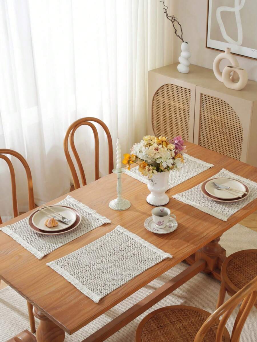 1 Buc Preț țesut Bej, potrivit pentru adunări de sărbători, restaurante și decor pentru mese