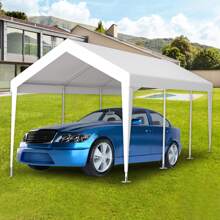 Durable Waterproof UV Protected Canopy Cover For 12x20ft Carport With 76 Elastic Buckles - Frame Not Included - Grey