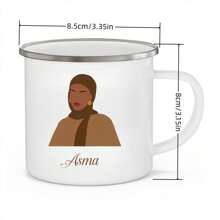1 件斋月定制名字马克杯、头巾女孩马克杯、穆斯林女孩礼物、抽象女士马克杯、伊斯兰礼物、斋月礼物、个性化马克杯、开斋节礼物 - 白色 - 查看 13