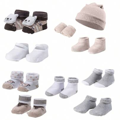 Meias Dallf Kit 10 Peças Enxoval para Saida Maternidade Bebe Recem Nascido Algodão Meias Dallf