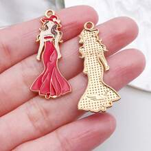 5/15pcs Fashionable Enamel Elegant Woman Lipstick/Hat/Bag/High-Heeled Shoes Charm Plated Alloy Pendant DIY Women Bracelet Necklace Earrings Jewelry Making Craft Accessories, Gifts For Lovers & Friends - Multicolor - View 12