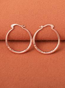 1 Cặp bông tai tròn chạm nổi tông vàng - Vàng - Xem 8