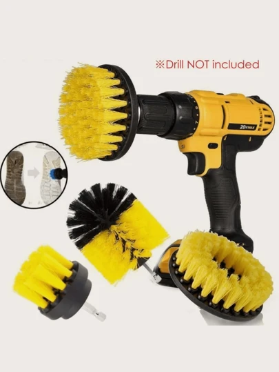 3pcs Drill Brush Set, Power Scrubber Wash Cleaning Brushes Tool Kit, Drill Brush For Grout Floor Tub Shower Tile Bathroom Kitchen Surface,Electric Drill Brush Set Power Scrubber Wash Cleaning Brushes Tool Kit For Clean Car Wheel Tire Glass Windows