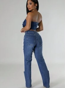 Slayr Women's Jeans Sexy Skinny Stretch Ripped Jeans Pearl Decoration Jeans Blue Jeans K2Y Jeans Women Jeans Pants Fall Pants Homecoming Hiking Outfit Petite Women Pants - Màu xanh hải quân - Xem 3