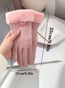 1pc Autumn And Winter Thicken Warm Gloves, Can Touch Screen Gloves, Thicken Warm Wind Cold, Students Adult Simple Lovely, Cycling Windproof - Multicolor - View 5